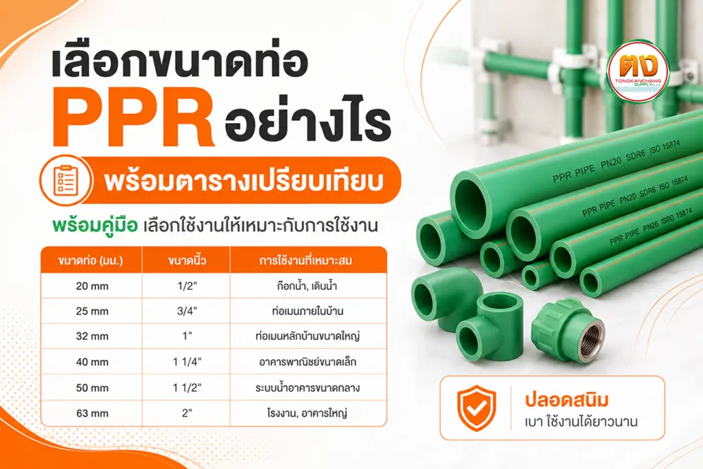 ตารางขนาดท่อ PPR มาตรฐาน